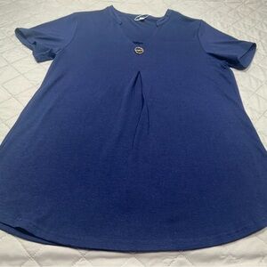 NWOT Blue Short Sleeve Top with V-Neck